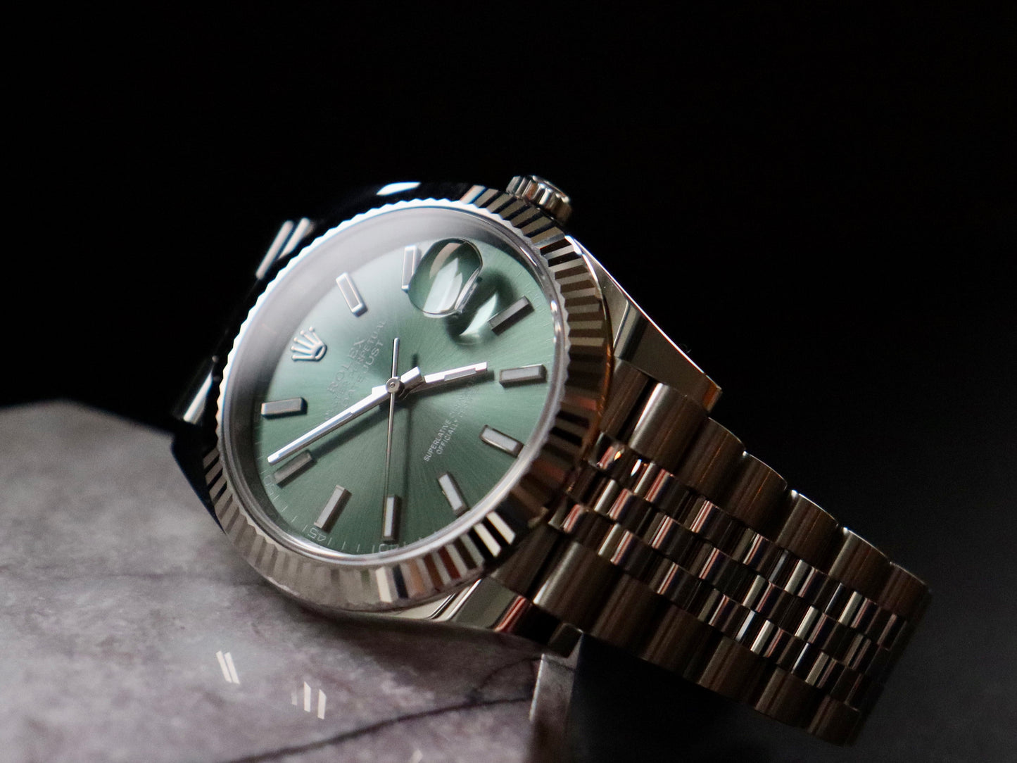 Datejust Mint Green 41mm | March 2023, Brand New, Jubilee, Fluted